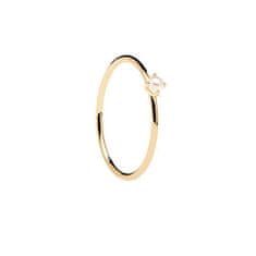 PDPAOLA Elegantní pozlacený prsten s perlou Solitary Pearl Essentials AN01-160 (Obvod 52 mm)