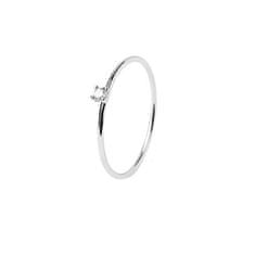 PDPAOLA Minimalistický stříbrný prsten se zirkonem White Solitary Essentials AN02-156 (Obvod 50 mm)