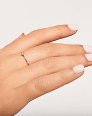 PDPAOLA Minimalistický stříbrný prsten se zirkonem White Solitary Essentials AN02-156 (Obvod 50 mm)