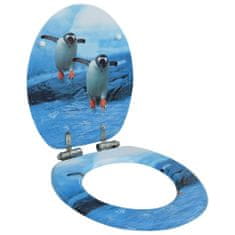 Vidaxl WC sedátko s funkcí pomalého sklápění MDF motiv tučňáků