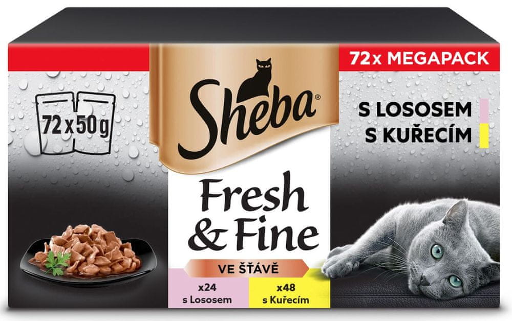 Levně Sheba Fresh & Fine kapsičky pro kočky mixovaný výběr ve šťávě 72x50 g