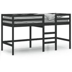 shumee Dětská patrová postel se žebříkem černá 90x200 cm borové dřevo
