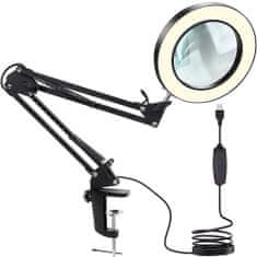 Izoksis 22691 Multifunkční kosmetická lampa s lupou 32 LED, USB, černá