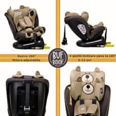 BUF BOOF Autosedačka TWT Plus iSIZE CoffeeBear s otočným Isofixem o 360 stupňů od 0 do 36 kg 40-150 CM