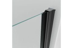 WellMall ALFA-V LINE Black 100 Grape Sprchové dveře jednokřídlé s pevnou stěnou v rovině (75+30)