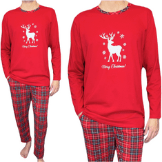 LA PENNA Červené pánské pyžamo s dlouhým rukávem Merry Christmas L