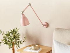 Beliani Nástěnná kovová lampa pastelově růžová MISSISSIPPI