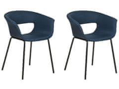Beliani Sada 2 čalouněných jídelních židlí tmavě modré ELMA