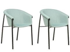 Beliani Sada 2 čalouněných jídelních židlí mátové zelené AMES