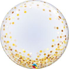 GoDan Balónek fóliový transparentní Zlaté konfety 61 cm