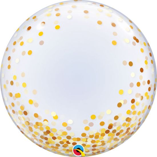 GoDan Balónek fóliový transparentní Zlaté konfety 61 cm