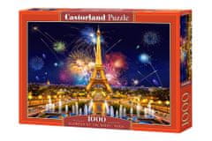 WOWO Puzzle CASTORLAND 1000 dílků - Glamour of the Night, Ohňostroj nad Eiffelovou věží, Paříž 68x47cm
