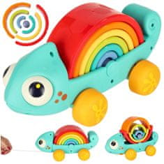 WOWO Montessori Tahací Puzzle Chameleon Třídič Bloků pro Děti