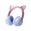 CA-042 bezdrátové sluchátka s kočičíma ušima, modré
