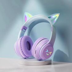 MG CA-042 bezdrátové sluchátka s kočičíma ušima, fialové