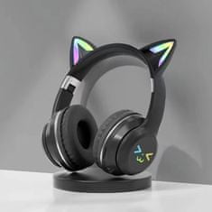 CA-042 bezdrátové sluchátka s kočičíma ušima, černé