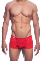 Cottelli Collection MOB Rose Lace Boy Shorts (Red), pánské krajkové trenky S/M