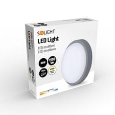 Solight Solight LED venkovní osvětlení kulaté, 20W, 1500lm, 4000K, IP54, 20cm, šedá barva WO750-G