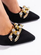Vinceza Pěkné lodičky dámské černé na jehlovém podpatku + Ponožky Gatta Calzino Strech, černé, 38