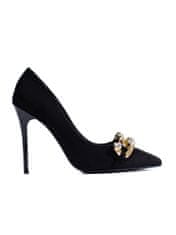 Vinceza Pěkné lodičky dámské černé na jehlovém podpatku + Ponožky Gatta Calzino Strech, černé, 38