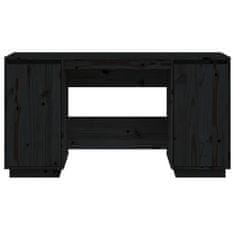 shumee Psací stůl černý 140 x 50 x 75 cm masivní borové dřevo