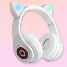 Sobex Dětská bezdrátová sluchátka s kočičími ušima, bílá - dětská sluchátka