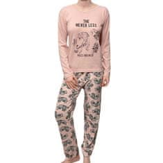INNA Dámské pyžamo pudrově růžové dlouhé tygří kalhoty XL
