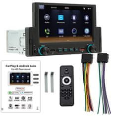 CARCLEVER 1DIN autorádio s 6,2" LCD/3x USB/Blutooth/CarPlay/AndroidAuto/Mirrorlink
