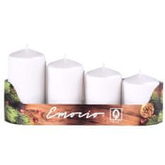 Emocio Adventní svíčky, drápané bílé 4 ks, 50 mm