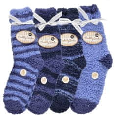 Taubert luxusní dámské huňaté pruhované spací ponožky 232138588 4-pack, modrá