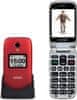 EasyPhone FS, vyklápěcí mobilní telefon seniory s nabíjecím stojánkem, červená