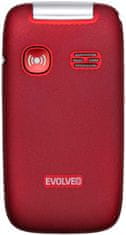 EasyPhone FS, vyklápěcí mobilní telefon seniory s nabíjecím stojánkem, červená