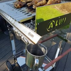 sapro Nerezový ALWI-Grill na dřevěné uhlí, se špízy s pohonem a roštem