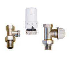 Invena Termostatická sada ventilů, rohová bílá: hlavice, termostatický ventil, zpětný ventil (CD-77-K15-S)