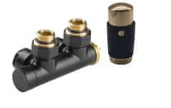 Invena Termostatická sada ventilů, typ duoplex, pro středové připojení, barva: černá, zlatá (CZ-93-015-S)