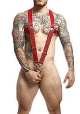 SvenjoymentUnderwear MOB DNGEON Crossback Harness (Red), pánský postroj na tělo a penis