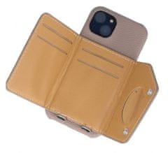 TopQ Kryt Wallet Leather iPhone 14 hnědý se šňůrkou 94619