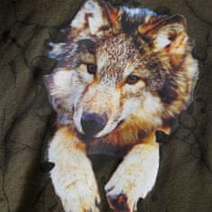 Greatstore Dětské tričko s dlouhým rukávem Vlk khaki 92