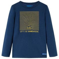 shumee Dětské tričko s dlouhým rukávem Snowboarding námořnicky modré 92
