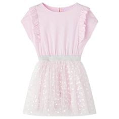Greatstore Dětské šaty s volánky s potiskem lesklých srdíček světle růžové 92