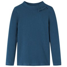 Vidaxl Dětské tričko s dlouhým rukávem žebrovaný úplet námořnicky modré 92