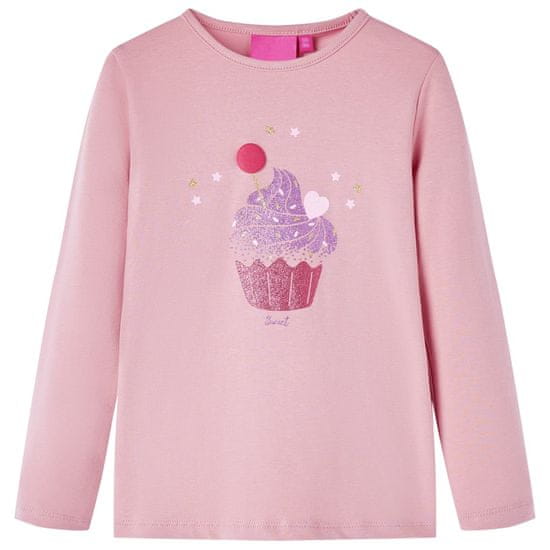 Vidaxl Dětské tričko s dlouhým rukávem Zmrzlina světle růžové 116