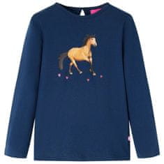Greatstore Dětské tričko s dlouhým rukávem Kůň námořnicky modré 92