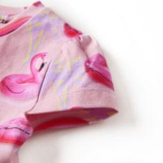 shumee Dětské šaty potisk nafukovacího kruhu plameňáka světle růžové 116