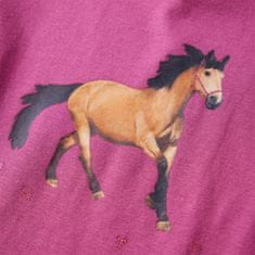 Vidaxl Dětské tričko s dlouhým rukávem Kůň malinové 116