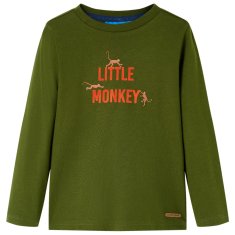 Greatstore Dětské tričko s dlouhým rukávem Little monkey tmavě khaki 92