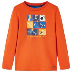 Vidaxl Dětské tričko s dlouhým rukávem Fotbal oranžové 140