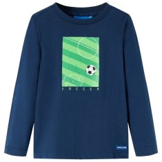 Greatstore Dětské tričko s dlouhým rukávem Fotbalové hřiště námořnicky modré 92