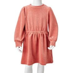 Vidaxl Dětské šaty s dlouhým rukávem manšestr středně růžové 104