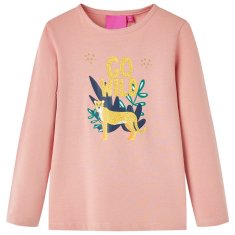 shumee Dětské tričko s dlouhým rukávem zvířecí potisk světle růžové 92